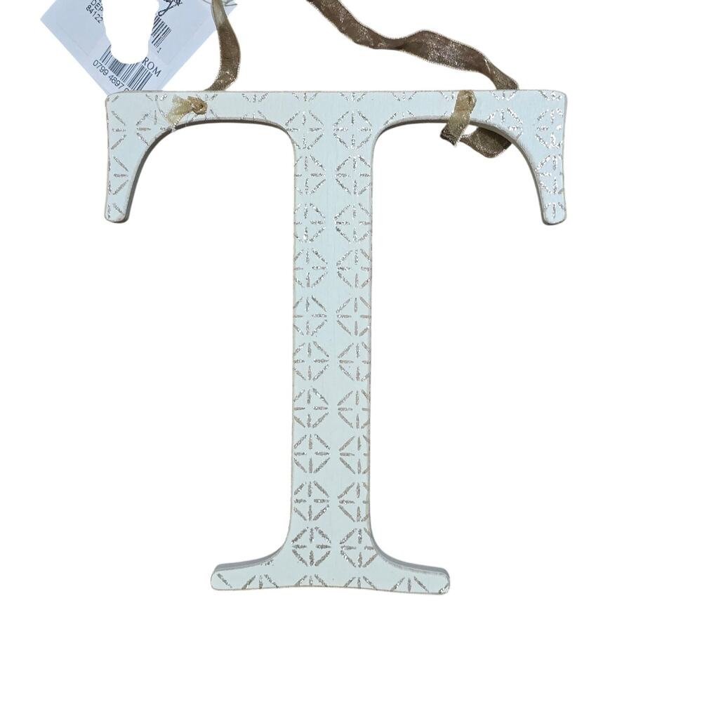 Nordstrom T Initial White and Gold NWT